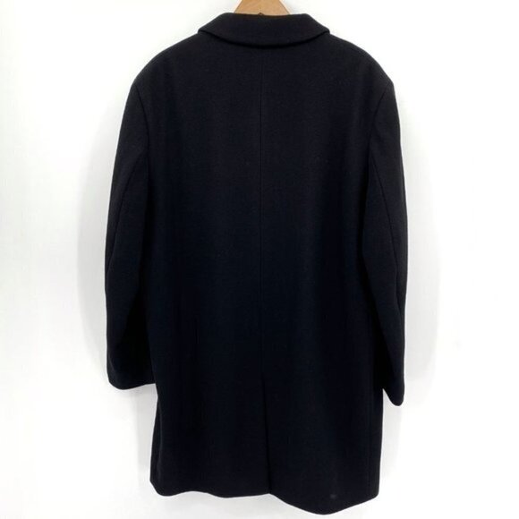 Jos A Bank Black Wool Business Collared 46R Mid Length Lined Dress Coat - Picture 3 of 7